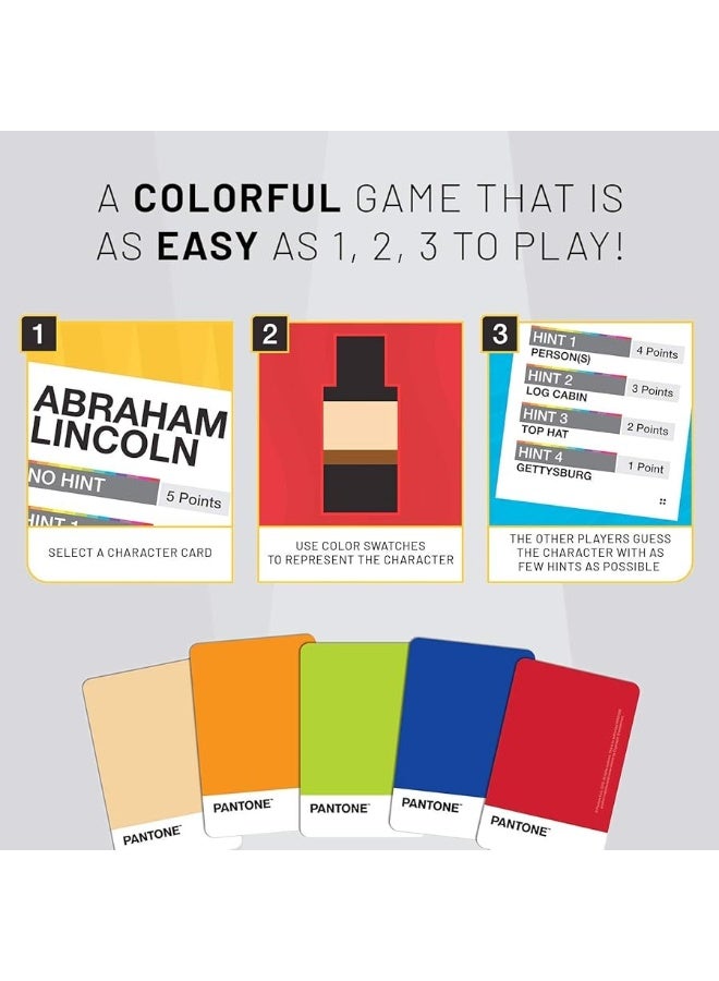Pantone: The Game - Simple-to-Play Competitive Party Game - Ages 8 and Up - Create Pop Culture Characters Using Only Color Swatches and Your Own Creativity!