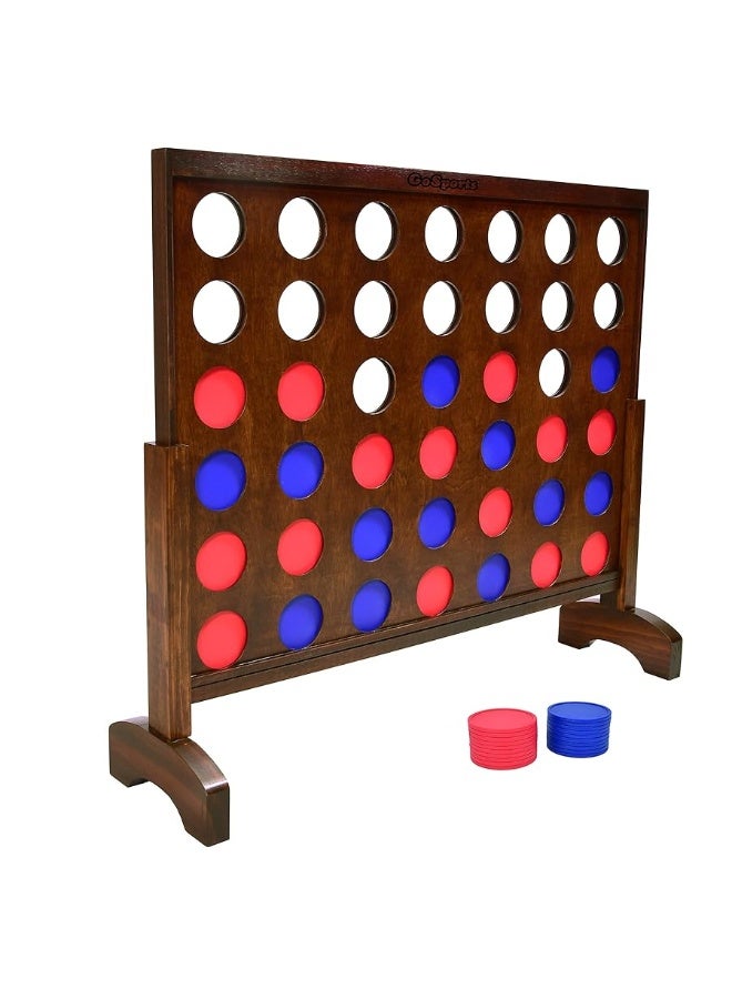 GoSports 3 Foot Width Giant Wooden 4 in a Row Game - Choose Between Classic White or Dark Stain - Jumbo 4 Connect Family Fun with Coins, Case and Rules