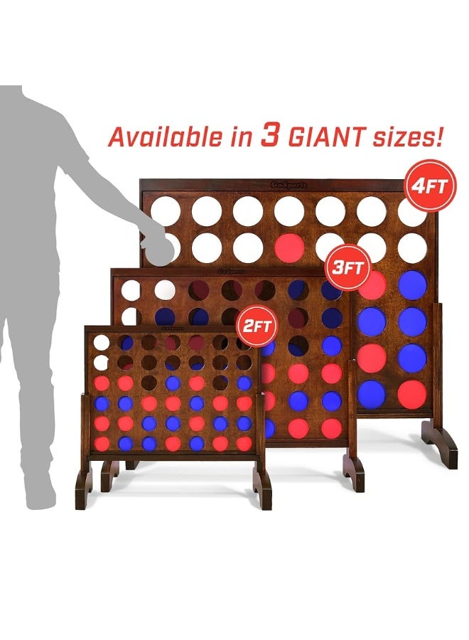 GoSports 3 Foot Width Giant Wooden 4 in a Row Game - Choose Between Classic White or Dark Stain - Jumbo 4 Connect Family Fun with Coins, Case and Rules