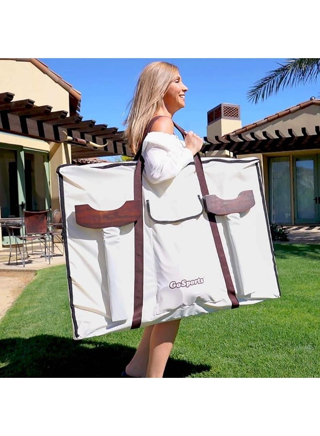 GoSports 3 Foot Width Giant Wooden 4 in a Row Game - Choose Between Classic White or Dark Stain - Jumbo 4 Connect Family Fun with Coins, Case and Rules