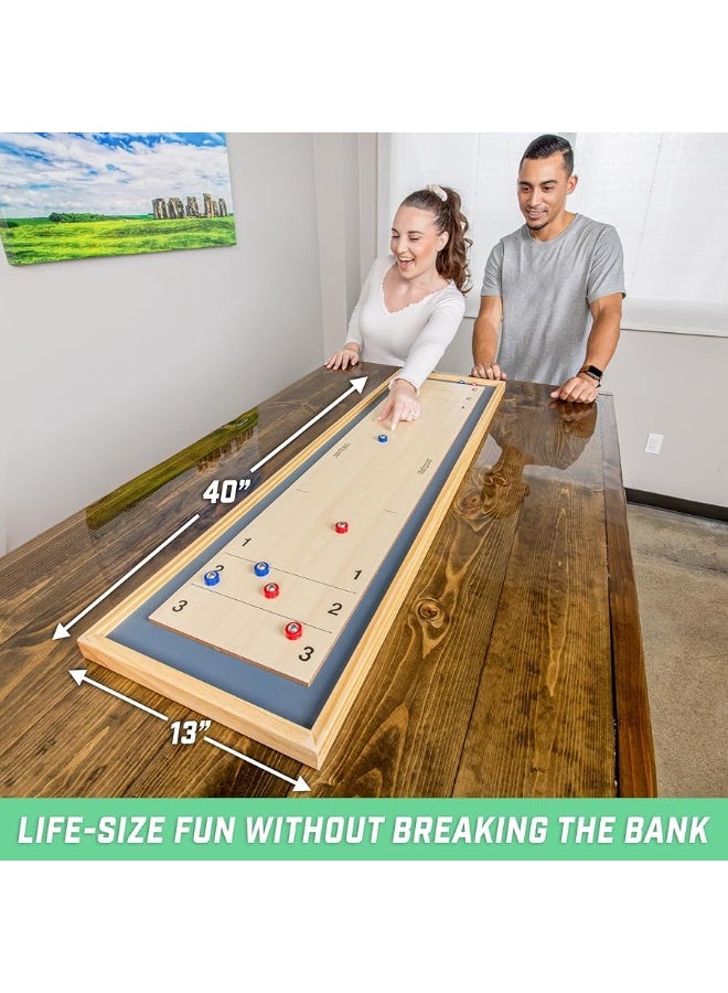 GoSports Shuffleboard and Curling 2 in 1 Board Games  Classic Tabletop or Giant Size  Choose Your Style