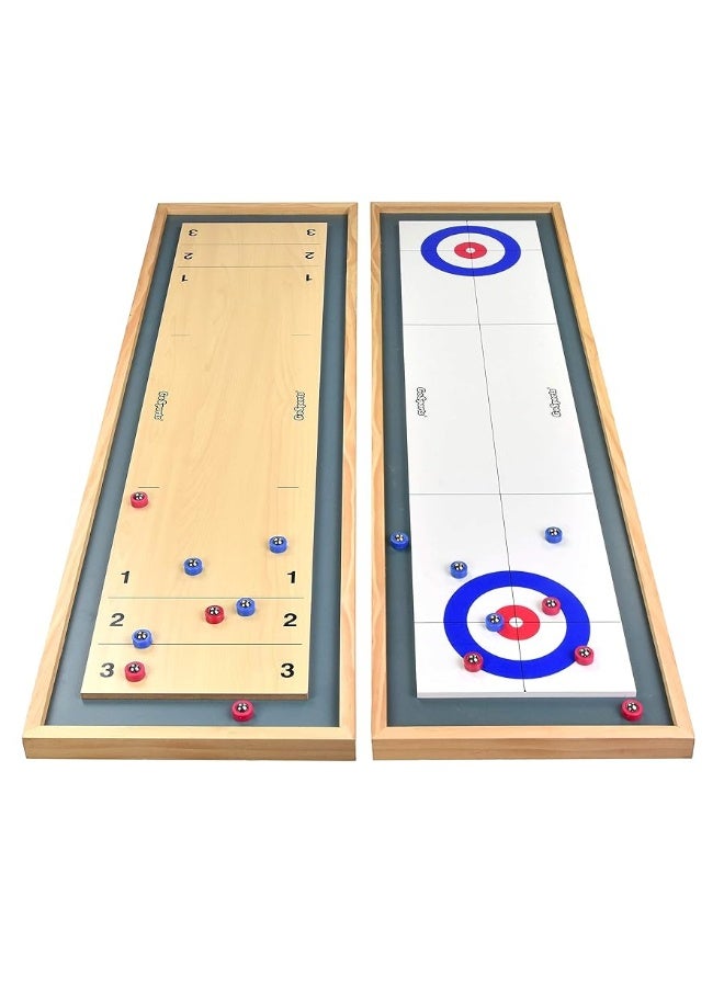 GoSports Shuffleboard and Curling 2 in 1 Board Games  Classic Tabletop or Giant Size  Choose Your Style