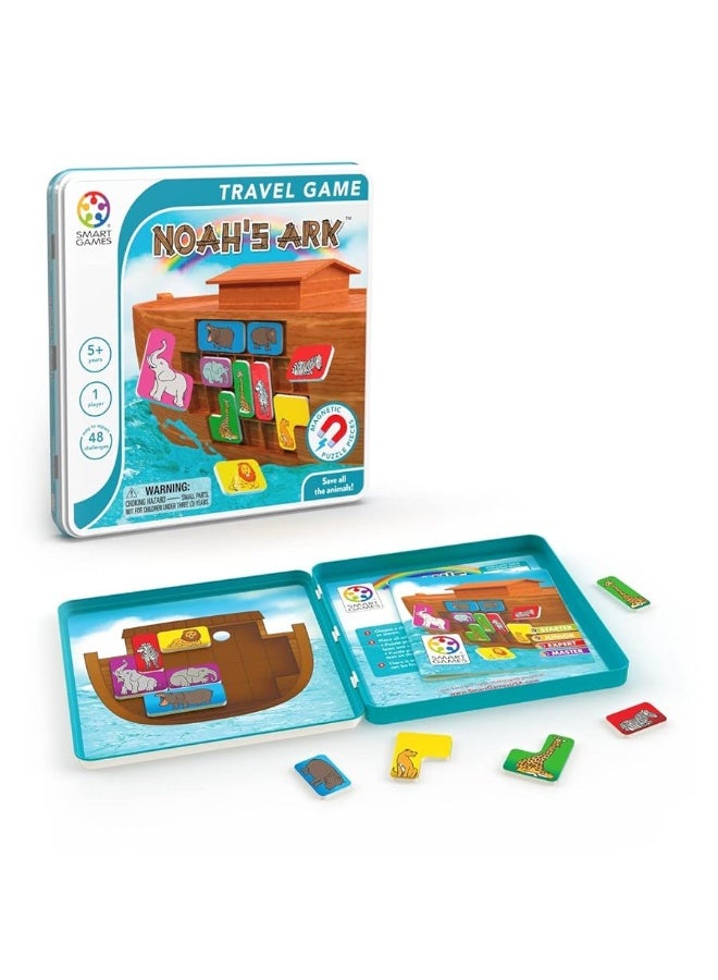 SmartGames Noah's Ark Magnetic Travel Game with 48 Challenges for Ages 5+ with Metal Travel Box