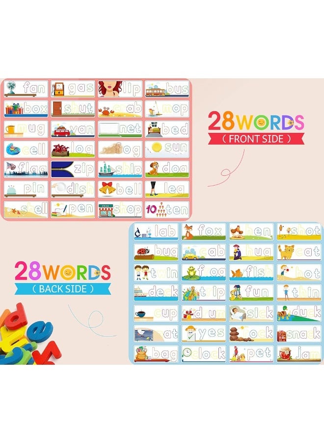 Officygnet See & Spell Learning Educational Toys and Gift for 3 4 5 6 Years Old Boys and Girls - Matching Letter Game for Preschool Kids - 80 Pcs of CVC Word Builders for Toddler Learning Activities