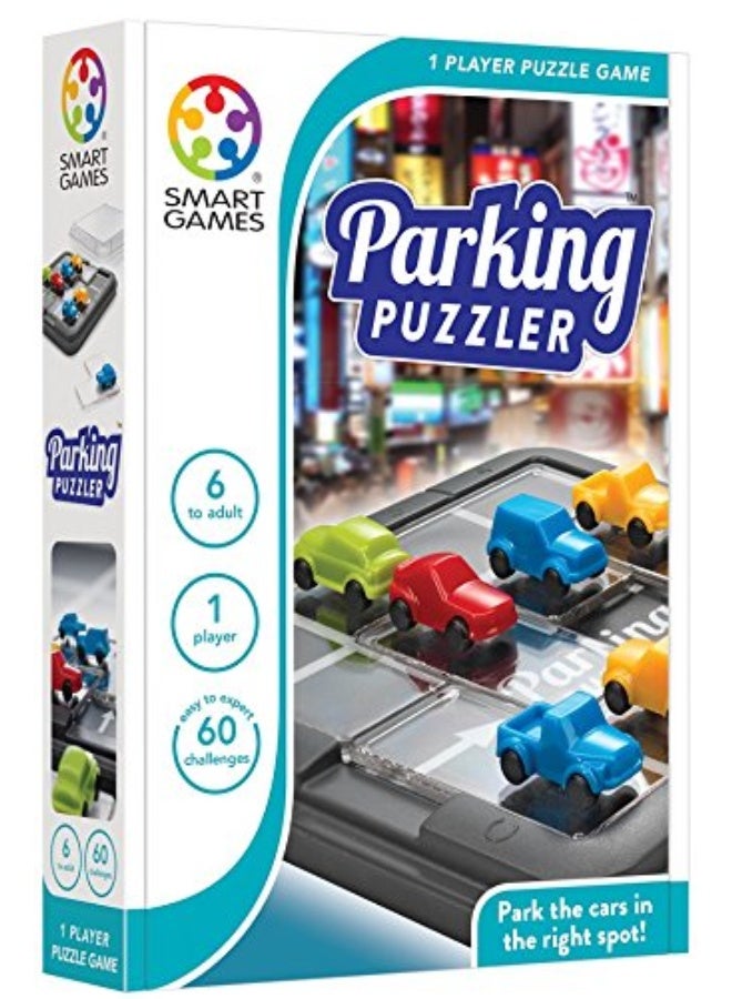 SmartGames Parking Puzzler Cognitive Skill-Building Travel Game with Portable Case featuring 60 Challenges for Ages 7 - Adult