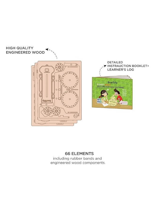 Smartivity Multiplication Machine 3D Wooden Model Engineering Educational Toy for Kids Ages 6 and Up includes Rubber Bands Engineered Wood Components Instruction Manual Learners Log