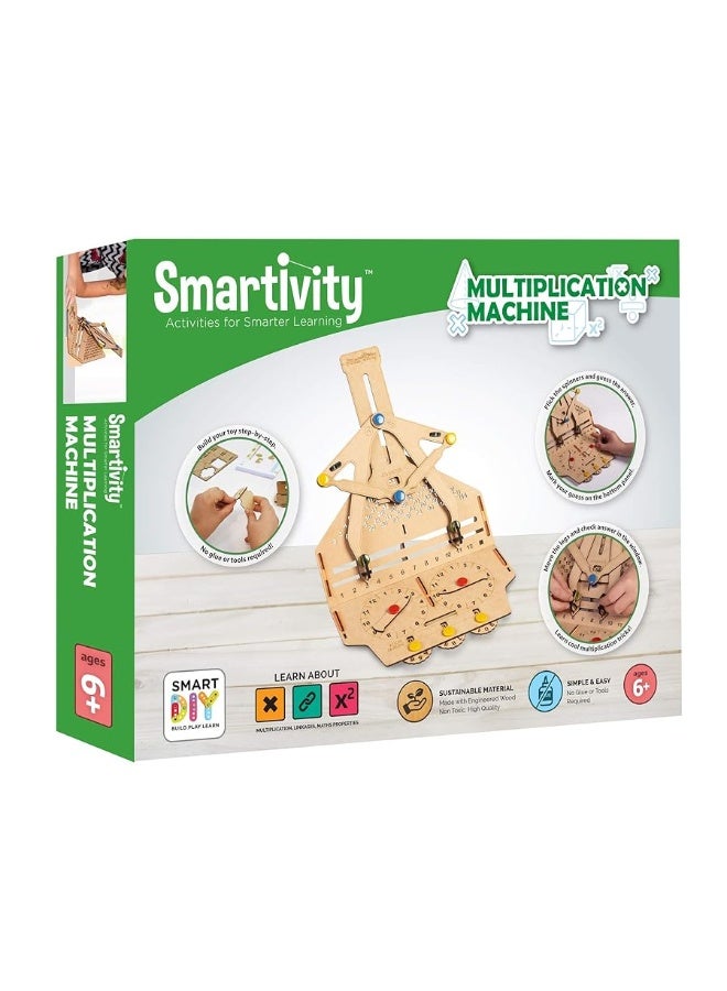 Smartivity Multiplication Machine 3D Wooden Model Engineering Educational Toy for Kids Ages 6 and Up includes Rubber Bands Engineered Wood Components Instruction Manual Learners Log