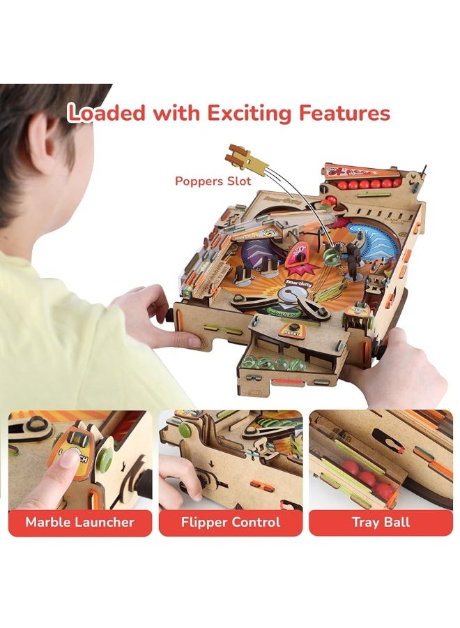 Smartivity Pinball Machine Toy for Kids Ages 8-14 Years old | Global Award Winning Arcade Game| Cool Birthday Gifts Ideas for Boys & Girls| DIY STEM Toys for 8,10,11,12,13,14I Wooden Engineering Games