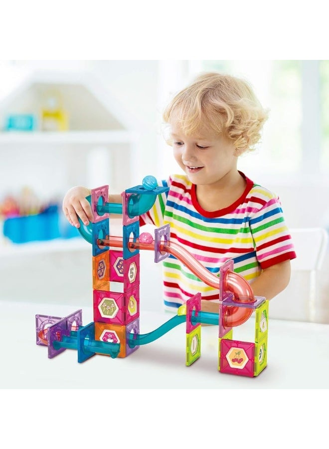 MOBIUS Toys Marble Run for Kids Ages 3-8 Years Old - 3D Magnetic Building Tiles for Boys and Girls - Magnetic Marble Run Educational Toy Steam Learning Marble Maze - Race Track Toy Construction Kit