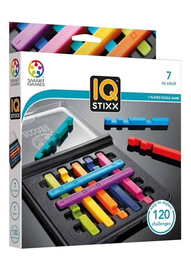 SmartGames IQ Stixx Stacking Travel Game with 120 Challenges for Ages 7 - Adult