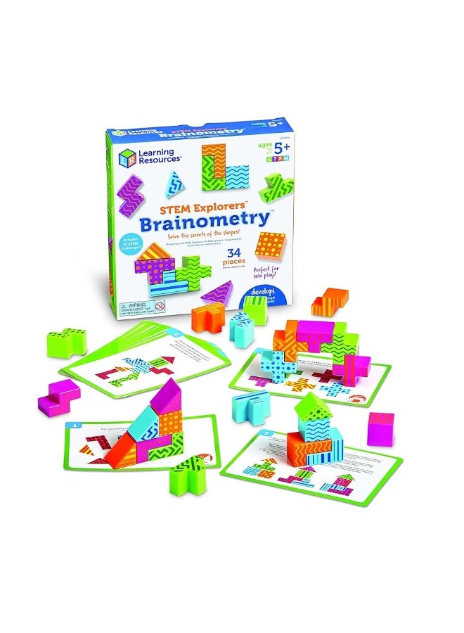 Learning Resources STEM Explorers Brainometry  34 Pieces Ages 5 STEM Toys for Kids Brain Teaser Toys and Games Kindergarten GamesBack to School