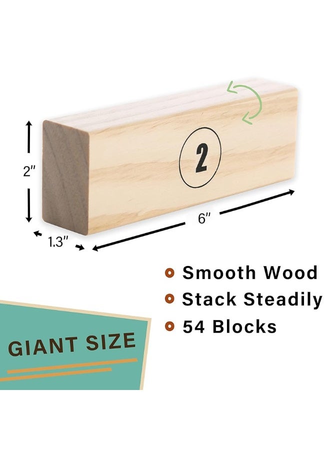SPORT BEATS Outdoor Games Large Tower Game 54 Blocks Stacking Game - Includes Carry Bag and Scoreboard
