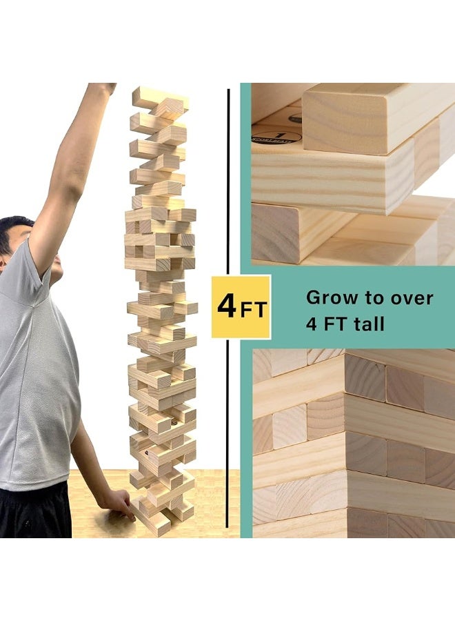 SPORT BEATS Outdoor Games Large Tower Game 54 Blocks Stacking Game - Includes Carry Bag and Scoreboard