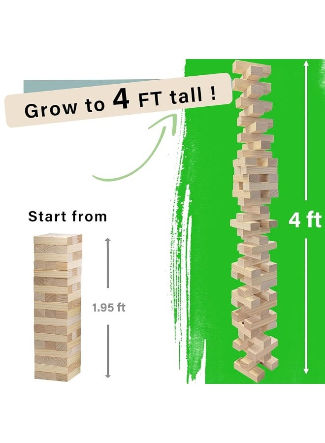 SPORT BEATS Outdoor Games Large Tower Game 54 Blocks Stacking Game - Includes Carry Bag and Scoreboard