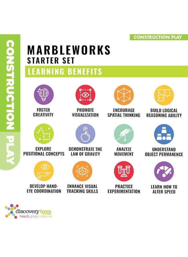 Discovery Toys MARBLEWORKS Marble Run Starter | Kid-Powered Learning | STEM Educational Building Block Toy Learning & Childhood Development 5 Years Old and Up
