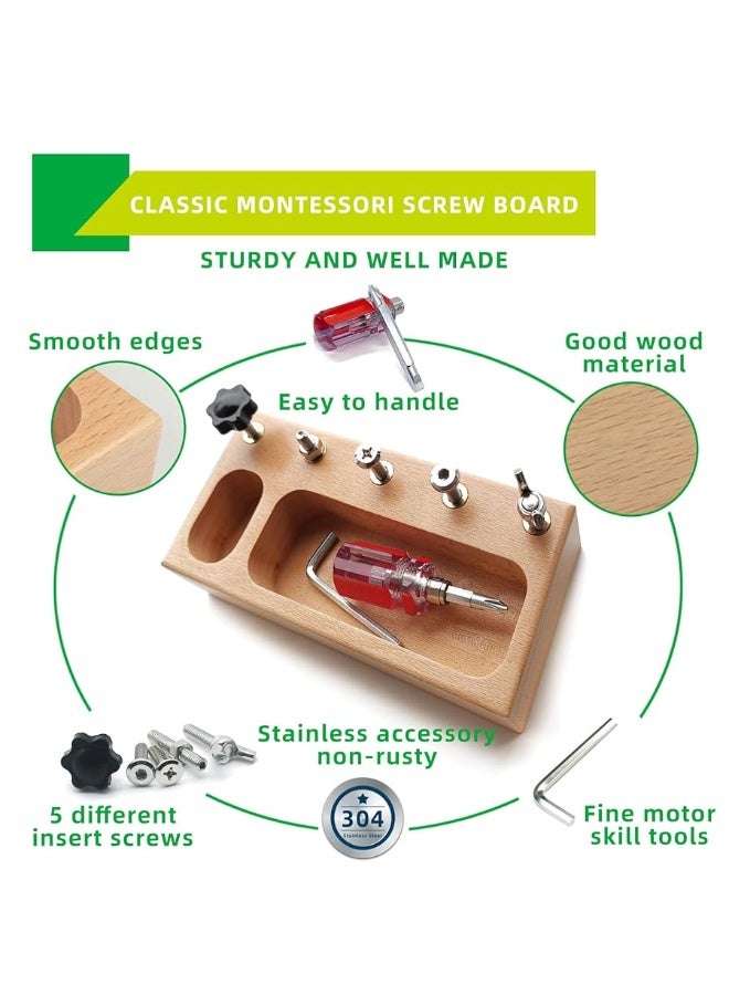 MEROCO Montessori Screw Driver Board for Kids Montessori Materials Basic Skills Educational Learning Toys for 3 4 5 Year Old Kids Toddlers Sensory Montessori Toy Preschool Classroom Fine Motor Skills
