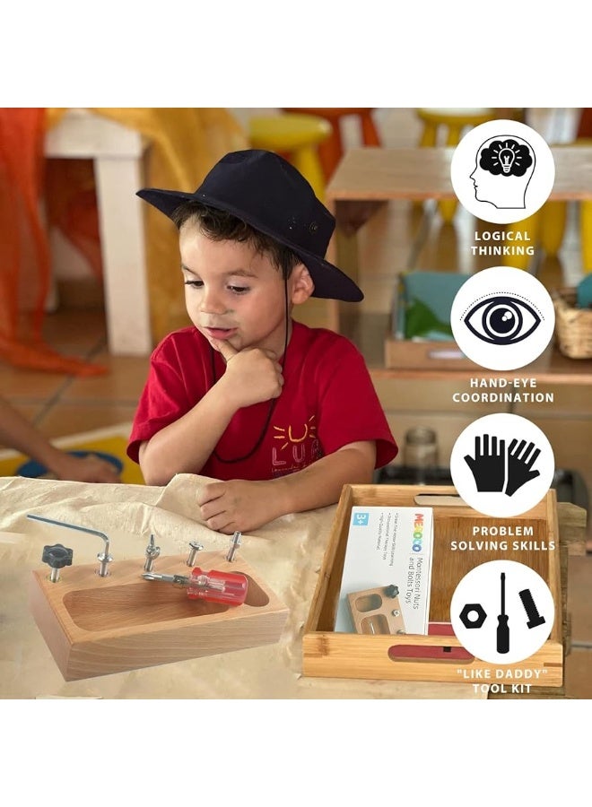 MEROCO Montessori Screw Driver Board for Kids Montessori Materials Basic Skills Educational Learning Toys for 3 4 5 Year Old Kids Toddlers Sensory Montessori Toy Preschool Classroom Fine Motor Skills