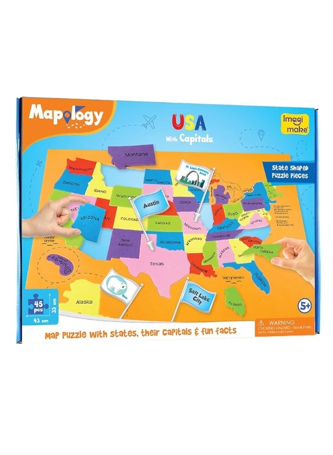 Imagimake Mapology USA Map with Capitals | Learning States and Capitals | US Geography Toys for Ages 5-7 | Jigsaw Puzzles for Kids Ages 8-10 Years | Educational Toys for Ages 8-13 | Gifts for Kids