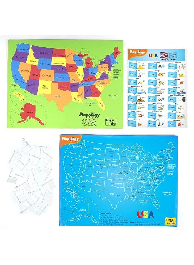 Imagimake Mapology USA Map with Capitals | Learning States and Capitals | US Geography Toys for Ages 5-7 | Jigsaw Puzzles for Kids Ages 8-10 Years | Educational Toys for Ages 8-13 | Gifts for Kids