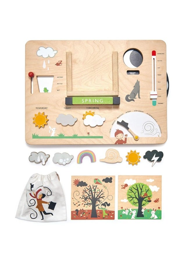 Tender Leaf Toys - Weather Watch - Educational Wooden Weatherboard for Kids - Perfect Climate Teaching Toy Station for Kids to Play and Learn for Age 3+