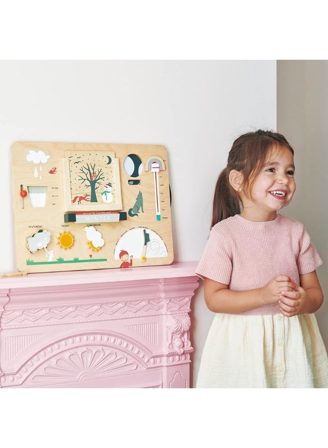 Tender Leaf Toys - Weather Watch - Educational Wooden Weatherboard for Kids - Perfect Climate Teaching Toy Station for Kids to Play and Learn for Age 3+