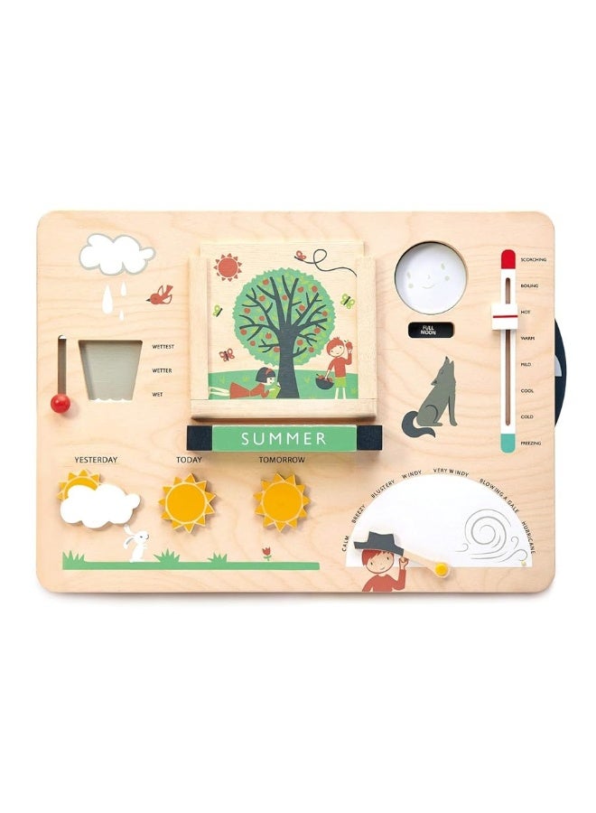 Tender Leaf Toys - Weather Watch - Educational Wooden Weatherboard for Kids - Perfect Climate Teaching Toy Station for Kids to Play and Learn for Age 3+