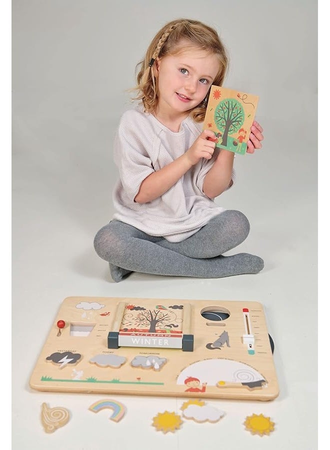 Tender Leaf Toys - Weather Watch - Educational Wooden Weatherboard for Kids - Perfect Climate Teaching Toy Station for Kids to Play and Learn for Age 3+