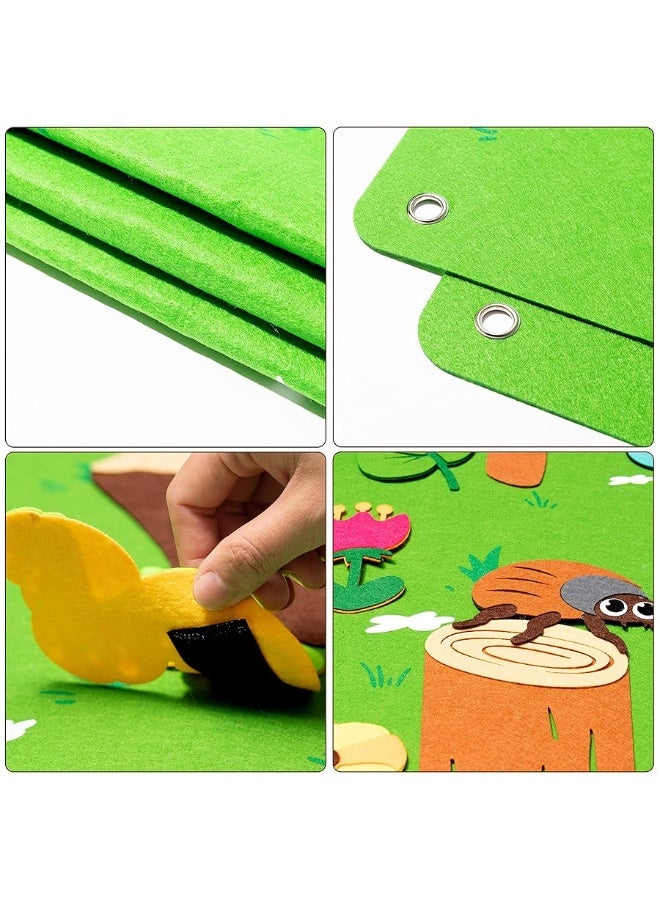 WATINC Insect Teaching Felt Board Story Set 3.5 Ft 45Pcs Preschool Bug Animals Caterpillar Bee Butterfly Dragonfly Storytelling Flannel Early Learning Play Kit Wall Hanging Gift for Toddlers