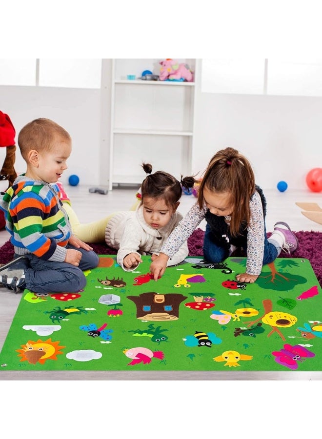 WATINC Insect Teaching Felt Board Story Set 3.5 Ft 45Pcs Preschool Bug Animals Caterpillar Bee Butterfly Dragonfly Storytelling Flannel Early Learning Play Kit Wall Hanging Gift for Toddlers