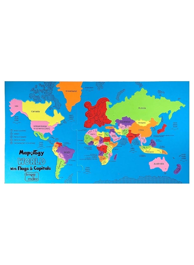 Imagimake Mapology World Map Puzzle - Includes Country Flags & Capitals | Fun Jigsaw Puzzle Kids Ages 5-8 | Educational Toys for Ages 8-13 | Geography Gifts for Girls & Boys 5, 6, 7, 8, 9, 10, 11, 12