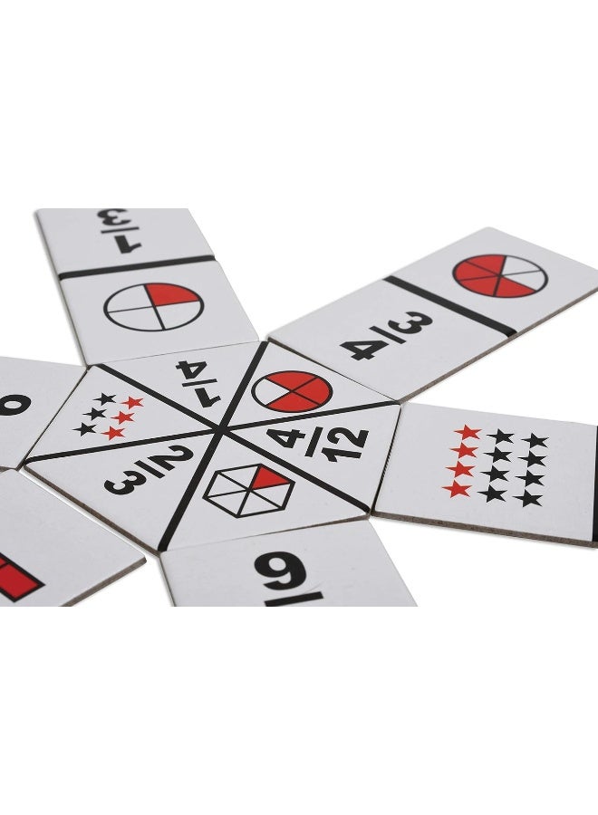 LEARNING ADVANTAGE The Original Fraction Dominoes - in Home Learning Fraction Game - 49 Dominoes - Math Manipulative for Kids - Equivalents, Adding and Subtracting Fractions
