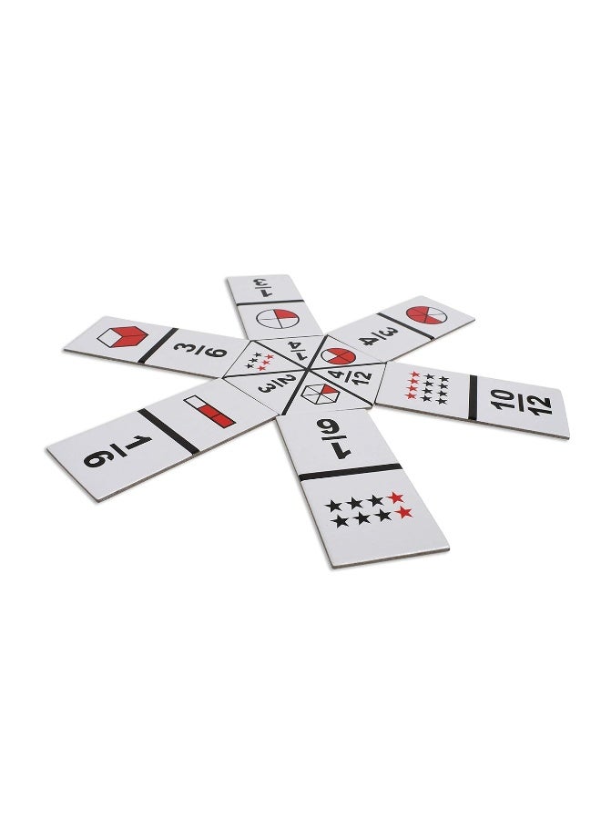LEARNING ADVANTAGE The Original Fraction Dominoes - in Home Learning Fraction Game - 49 Dominoes - Math Manipulative for Kids - Equivalents, Adding and Subtracting Fractions