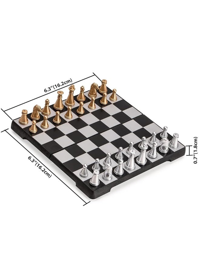 Yellow Mountain Imports Travel Magnetic Chess Mini-Set (6.3 Inches) - Compact, Folding, Educational Board Game