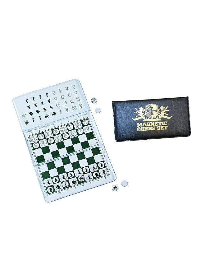 WE Games Magnetic Chess Set, Mini Travel Chess Board with Magnetic Pieces, Pocket Chess Set for On-the-Go Practice 2 Extra Queens and Blanks for Learning, Foldable Travel Chess Set for Adults and Kids