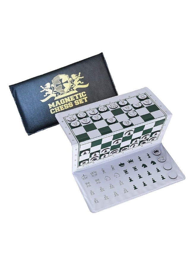 WE Games Magnetic Chess Set, Mini Travel Chess Board with Magnetic Pieces, Pocket Chess Set for On-the-Go Practice 2 Extra Queens and Blanks for Learning, Foldable Travel Chess Set for Adults and Kids