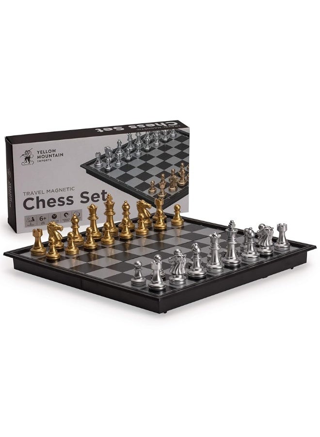 Yellow Mountain Imports Travel Magnetic Chess Set (9.8-Inch) - Folding and Portable Board Game