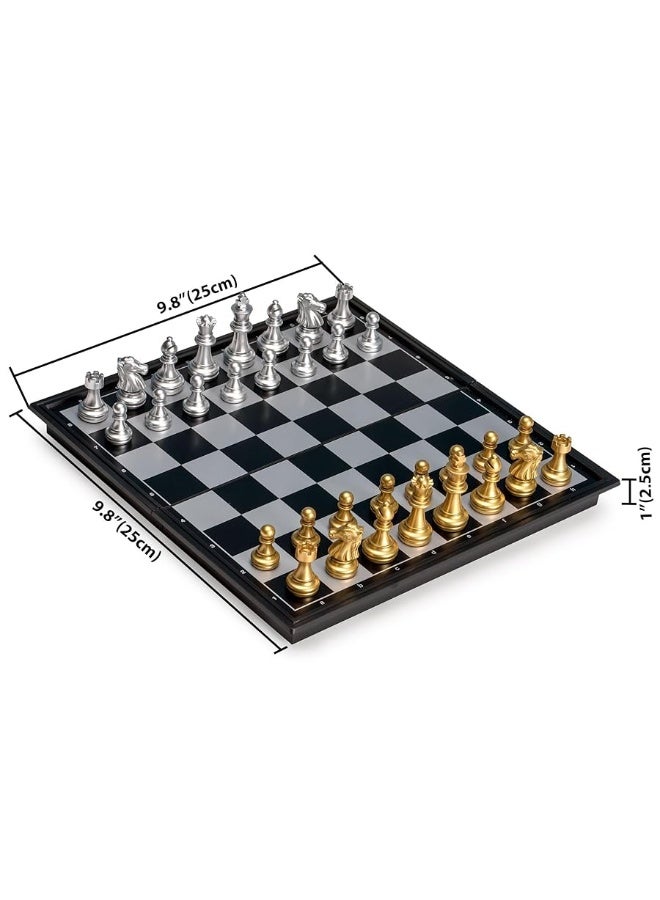 Yellow Mountain Imports Travel Magnetic Chess Set (9.8-Inch) - Folding and Portable Board Game