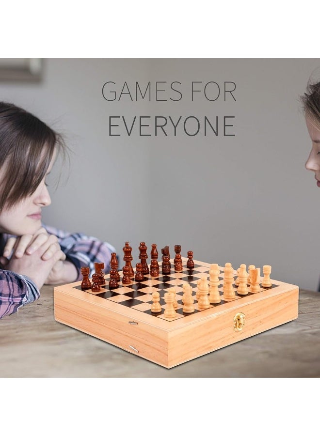 Juegoal 4-in-1 Wooden Fast Sling Puck Set for Kids and Adults, Chess, Checkers, Tic Tac Toe Games, Travel Portable Folding Tabletop Chess Board Game Sets, Interactive Families Toys