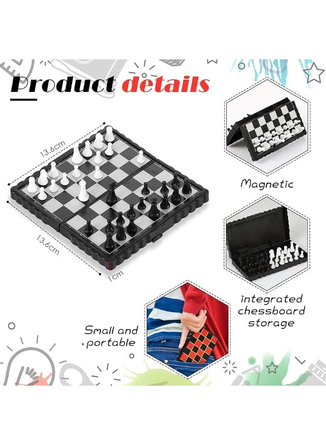 Magnetic Travel Chess Set Checkers with Portable Folding Chess Board Educational Toys for Family Board Games, 2 Pcs (Stylish Style)