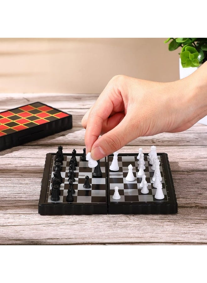 Magnetic Travel Chess Set Checkers with Portable Folding Chess Board Educational Toys for Family Board Games, 2 Pcs (Stylish Style)