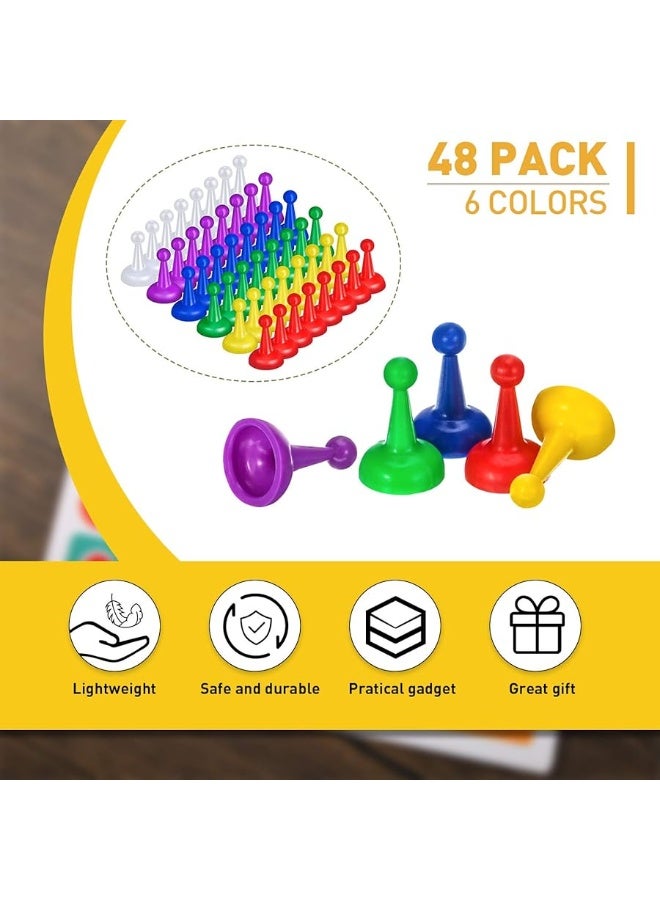 48 Pcs 1 Inch Board Game Pieces Multicolor Pawns Board Game Pawns Plastic Chess Pieces for Board Games Component Tabletop Markers Accessories Random Color