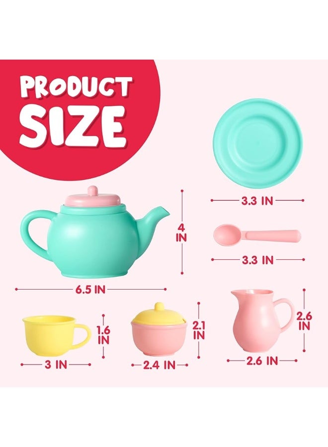 JOYIN 18PCS Pretend Play Tea Party Set Play Food Accessories BPA Free, Phthalates Free, Plastic Tea Set, Mini Kitchen for Kids, Gifts for Toddler Boys Girls Ages 1,2,3,4,5,6 Years Old