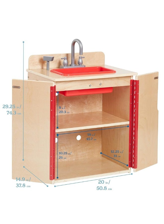 ECR4Kids Play Kitchen Sink, Wooden Playset, Natural