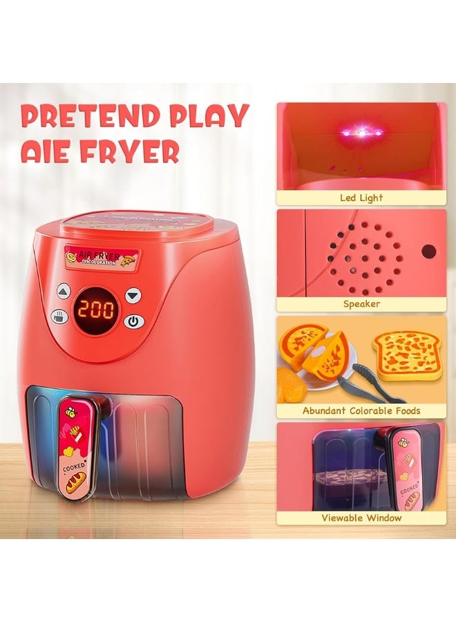 GAGAKU Toy Air Fryer Kids Play Kitchen Playset Accessories,Chefs Pretend Play Food Toys Oven with Light & Sound and Play Food Grill Cooking Utensils,Cooking Toys for 3-8 Year Old Girls Boys Gift