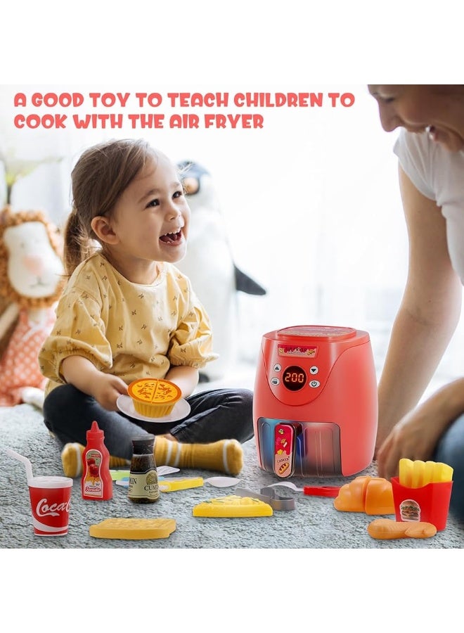 GAGAKU Toy Air Fryer Kids Play Kitchen Playset Accessories,Chefs Pretend Play Food Toys Oven with Light & Sound and Play Food Grill Cooking Utensils,Cooking Toys for 3-8 Year Old Girls Boys Gift