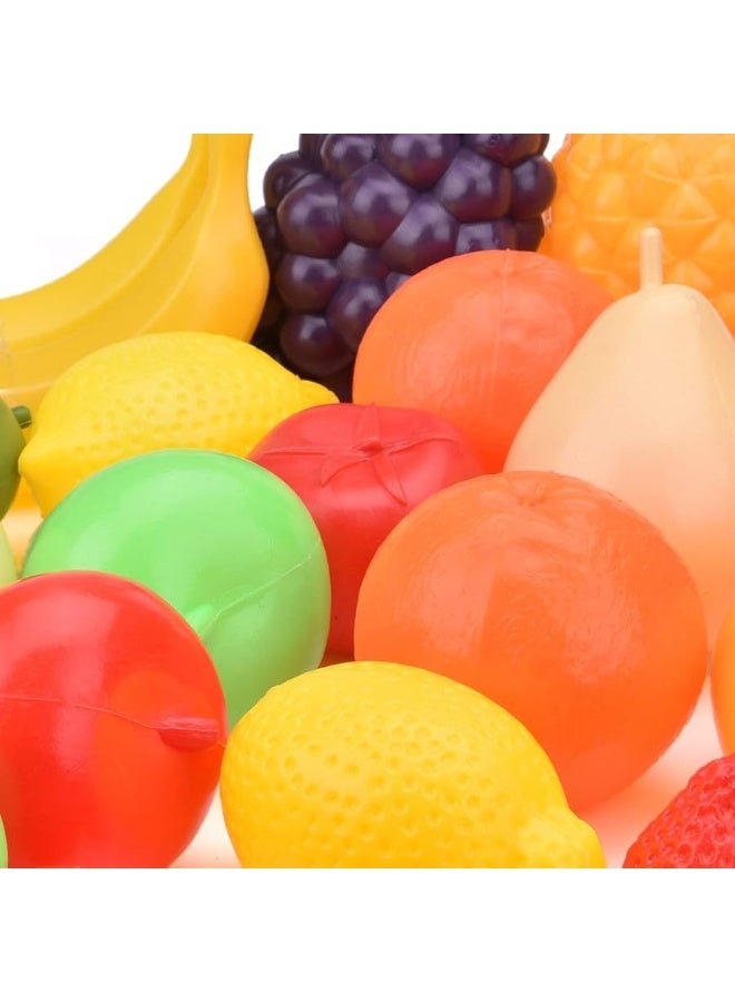 20 Pieces Play Fruits Playset - Life-Sized Toy Food for Kids Kitchen, Healthy Farmer's Market Grocery Pretend Play Plastic Toy Set for Toddlers