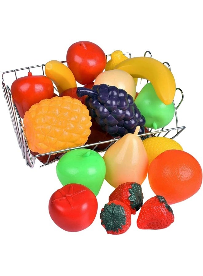 20 Pieces Play Fruits Playset - Life-Sized Toy Food for Kids Kitchen, Healthy Farmer's Market Grocery Pretend Play Plastic Toy Set for Toddlers