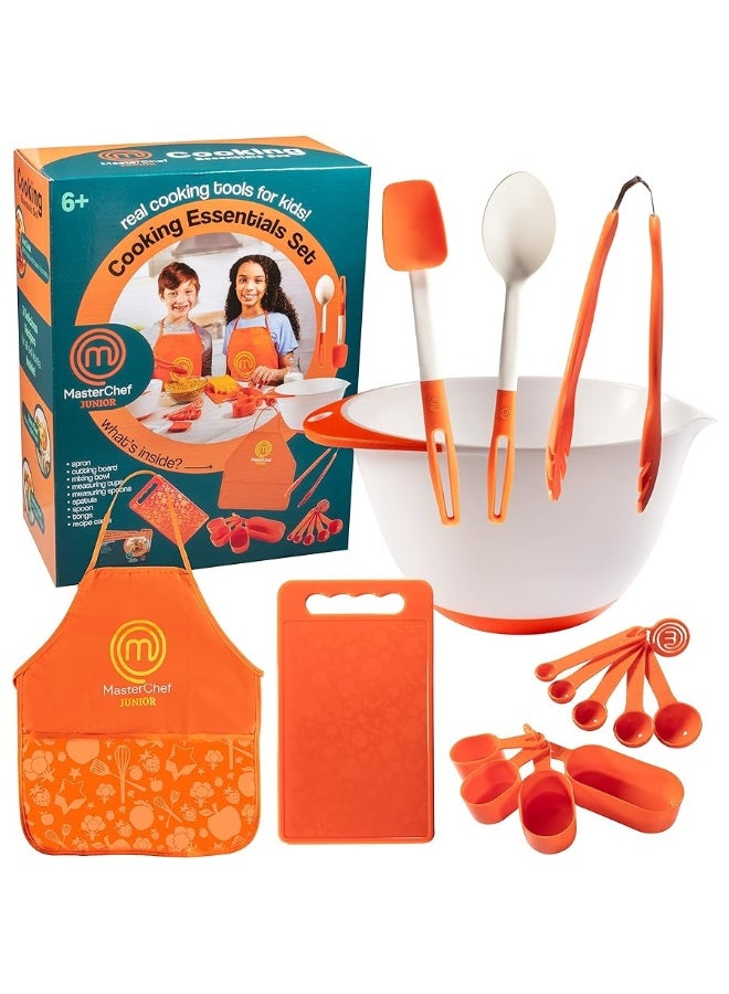 MasterChef Junior Cooking Essentials Set - 9 Pc. Kit Includes Real Cookware for Kids, Recipes, Apron, Cutting Board, Mixing Bowl, Measuring Cups, Spoons, Birthday Make Homemade Treats