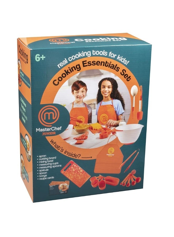 MasterChef Junior Cooking Essentials Set - 9 Pc. Kit Includes Real Cookware for Kids, Recipes, Apron, Cutting Board, Mixing Bowl, Measuring Cups, Spoons, Birthday Make Homemade Treats