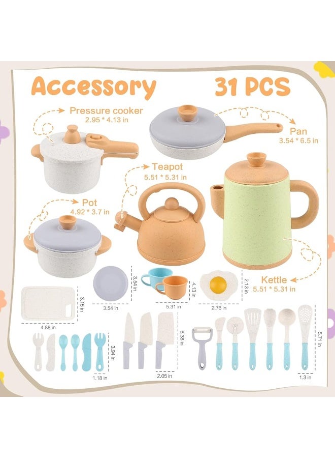 Pretend Play Kitchen Accessories Toys, Pots and Pans Utensils Playset for Kids, Cooking Play Set Gift for Toddlers Boys and Girls 2 3 4 5 Years Old